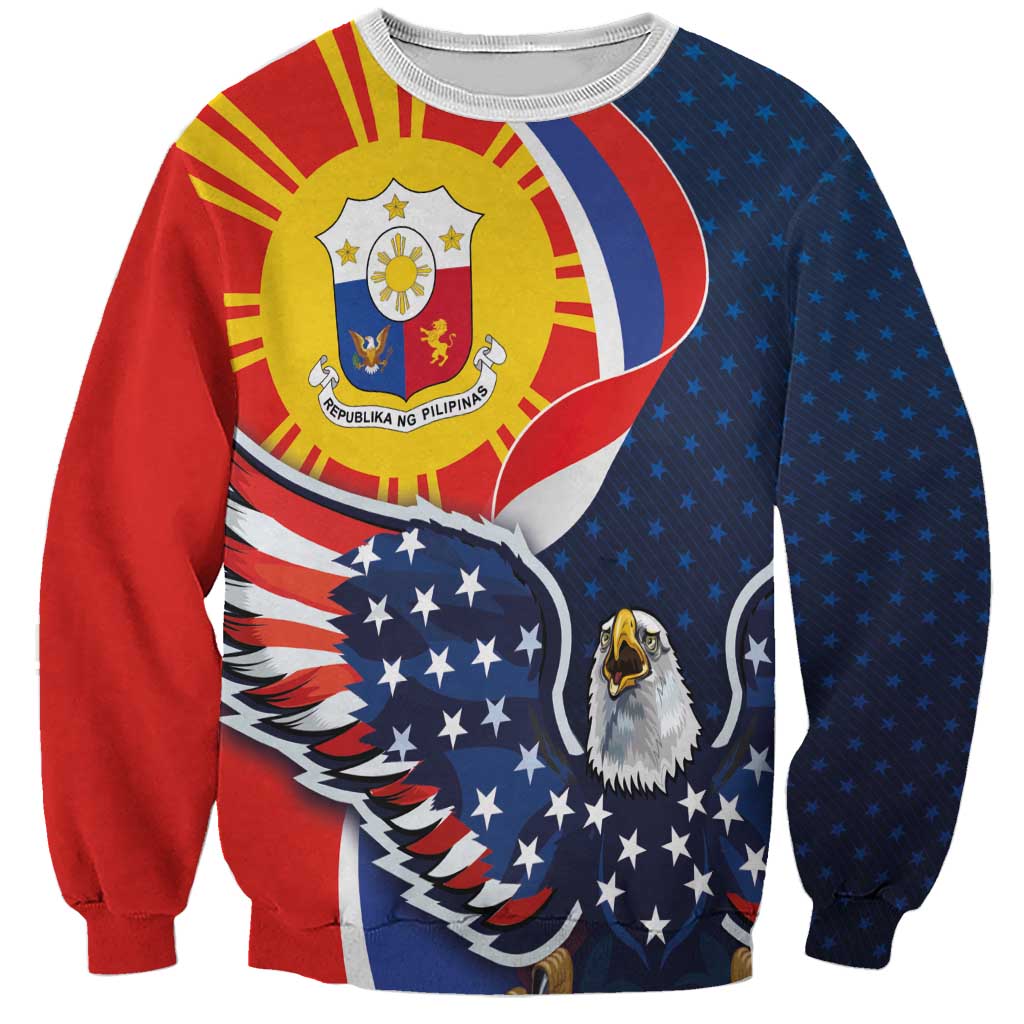 Filipino American History Month Sweatshirt USA Eagle and Philippines Sun Symbol with National Flag