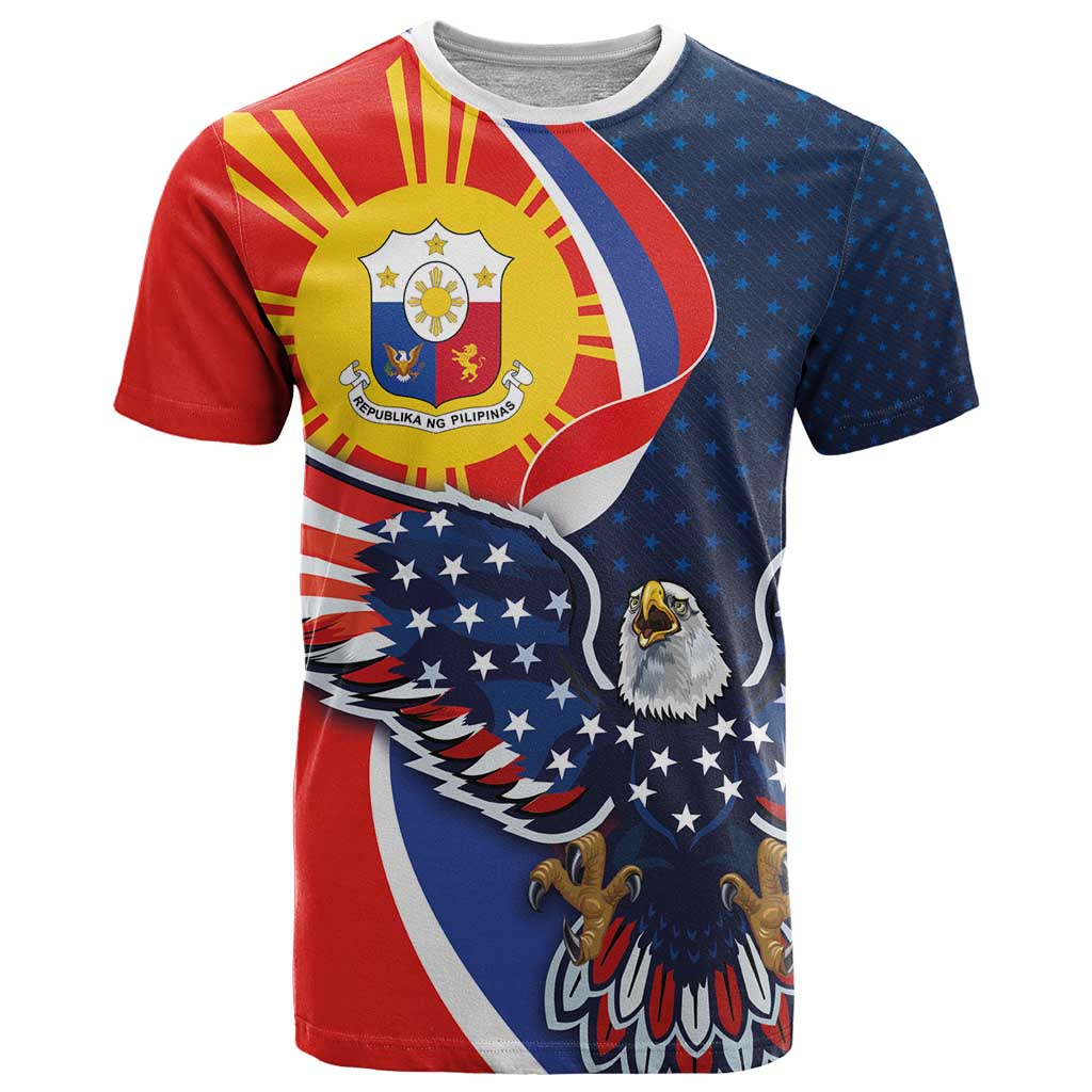 Filipino American History Month T Shirt USA Eagle and Philippines Sun Symbol with National Flag