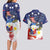 Filipino American History Month Couples Matching Long Sleeve Bodycon Dress and Hawaiian Shirt USA Eagle and Philippines Coat of Arms Symbol with National Flag - Wonder Print Shop