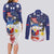 Filipino American History Month Couples Matching Long Sleeve Bodycon Dress and Long Sleeve Button Shirt USA Eagle and Philippines Coat of Arms Symbol with National Flag - Wonder Print Shop