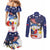 Filipino American History Month Couples Matching Mermaid Dress and Long Sleeve Button Shirt USA Eagle and Philippines Coat of Arms Symbol with National Flag