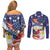 Filipino American History Month Couples Matching Off Shoulder Short Dress and Long Sleeve Button Shirt USA Eagle and Philippines Coat of Arms Symbol with National Flag - Wonder Print Shop