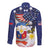 Filipino American History Month Long Sleeve Button Shirt USA Eagle and Philippines Coat of Arms Symbol with National Flag - Wonder Print Shop