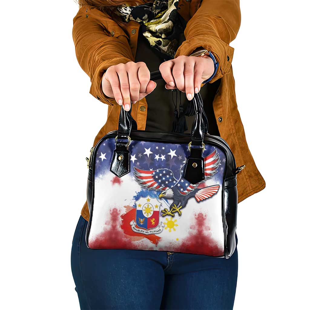 Filipino American History Month Shoulder Handbag USA Eagle and Philippines Coat of Arms Symbol with National Flag