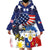 Filipino American History Month Wearable Blanket Hoodie USA Eagle and Philippines Coat of Arms Symbol with National Flag