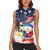 Filipino American History Month Women Sleeveless Polo Shirt USA Eagle and Philippines Coat of Arms Symbol with National Flag