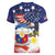 Filipino American History Month Women V-Neck T-Shirt USA Eagle and Philippines Coat of Arms Symbol with National Flag