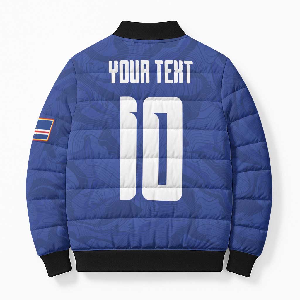 Custom Cape Verde National Football Bomber Puffer Jacket Glory Blue Sharks - Wonder Print Shop
