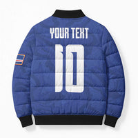 Custom Cape Verde National Football Bomber Puffer Jacket Glory Blue Sharks - Wonder Print Shop
