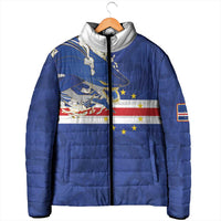 Custom Cape Verde National Football Padded Jacket Glory Blue Sharks - Wonder Print Shop