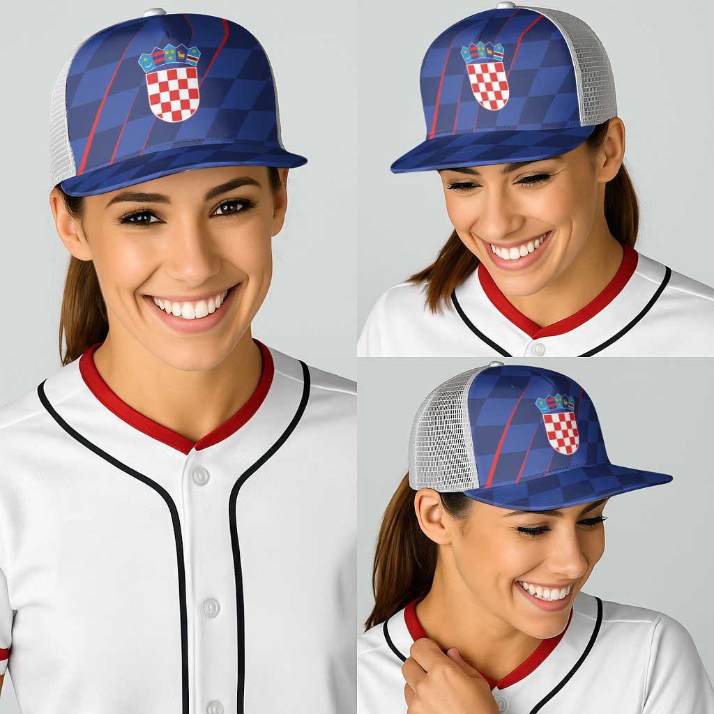 Croatia National Football Baseball Net Cap The Checkered Blue Version - Wonder Print Shop