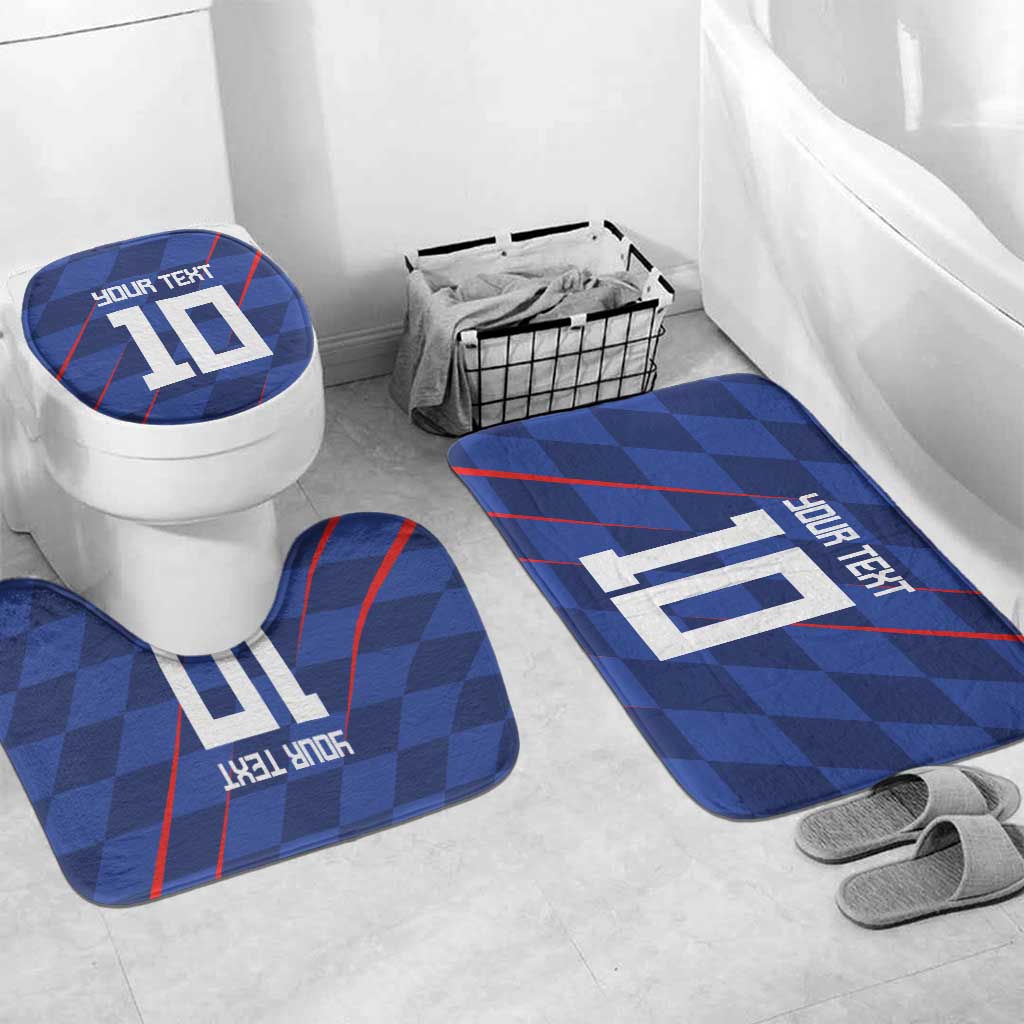 Custom Croatia National Football Bathroom Set The Checkered Blue Version - Wonder Print Shop