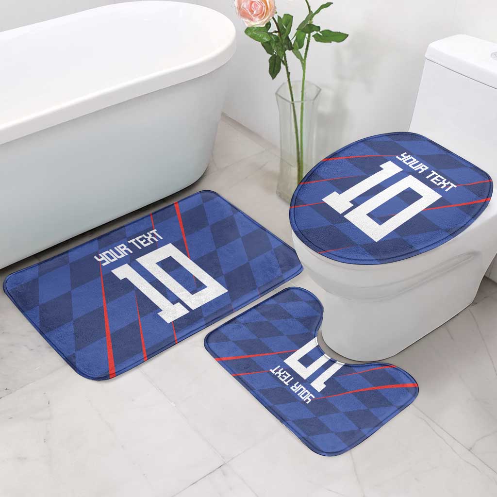 Custom Croatia National Football Bathroom Set The Checkered Blue Version - Wonder Print Shop
