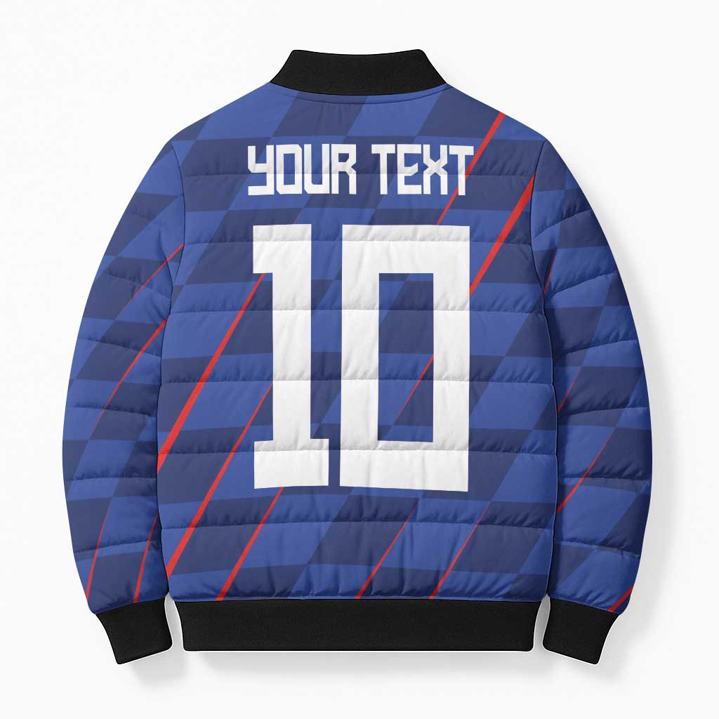Custom Croatia National Football Bomber Puffer Jacket The Checkered Blue Version - Wonder Print Shop