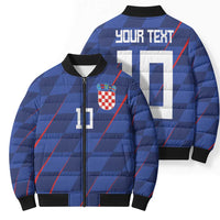 Custom Croatia National Football Bomber Puffer Jacket The Checkered Blue Version - Wonder Print Shop