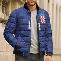 Custom Croatia National Football Bomber Puffer Jacket The Checkered Blue Version - Wonder Print Shop