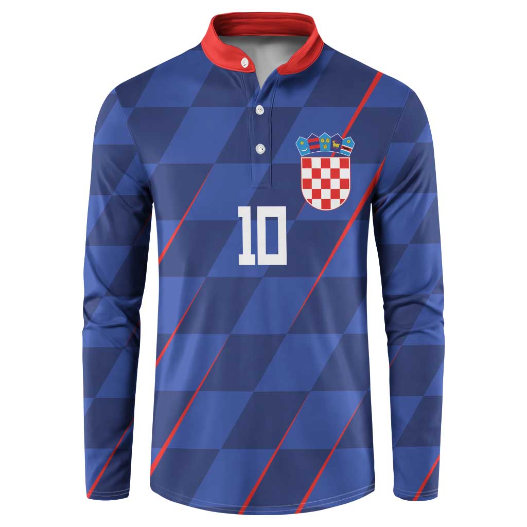 Custom Croatia National Football Button Sweatshirt The Checkered Blue Version - Wonder Print Shop