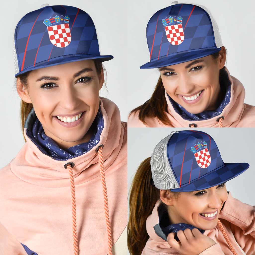 Croatia National Football Mesh Trucker Cap The Checkered Blue Version - Wonder Print Shop