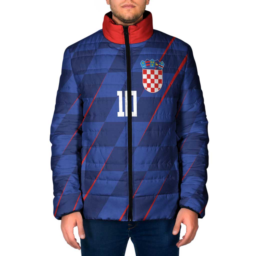 Custom Croatia National Football Padded Jacket The Checkered Blue Version - Wonder Print Shop