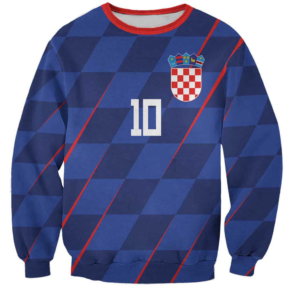 Custom Croatia National Football Sweatshirt The Checkered Blue Version - Wonder Print Shop
