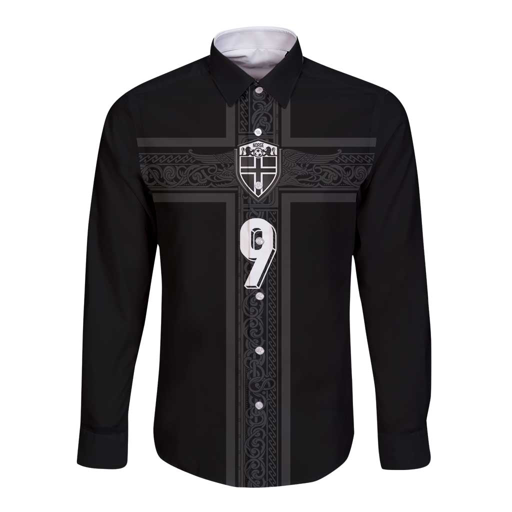 Custom Norway Football Long Sleeve Button Shirt Cross Nordic Knot Pattern