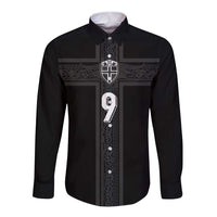 Custom Norway Football Long Sleeve Button Shirt Cross Nordic Knot Pattern