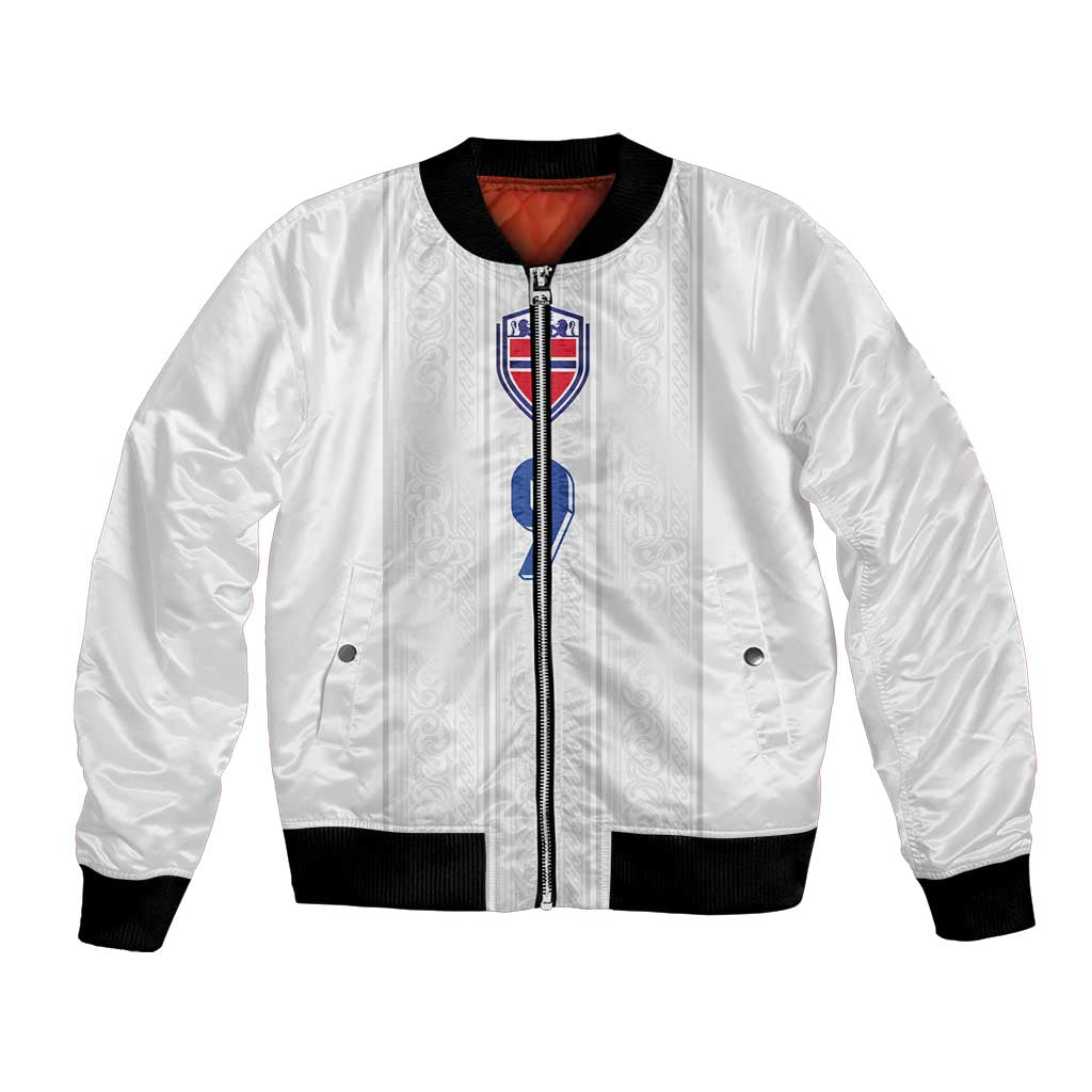 Custom Norway Football Bomber Jacket Nordic Knot Pattern