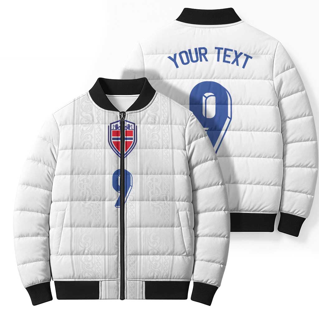 Custom Norway Football Bomber Puffer Jacket Nordic Knot Pattern