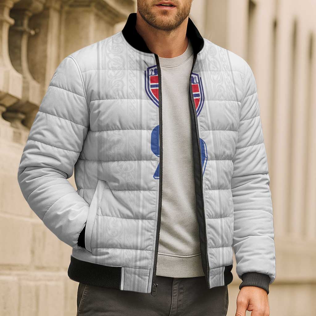 Custom Norway Football Bomber Puffer Jacket Nordic Knot Pattern
