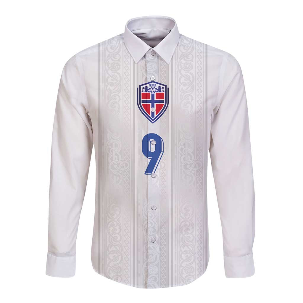 Custom Norway Football Long Sleeve Button Shirt Nordic Knot Pattern