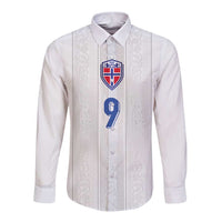 Custom Norway Football Long Sleeve Button Shirt Nordic Knot Pattern