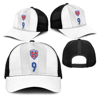 Custom Norway Football Mesh Trucker Cap Nordic Knot Pattern