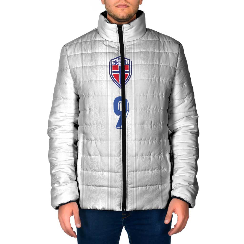 Custom Norway Football Padded Jacket Nordic Knot Pattern