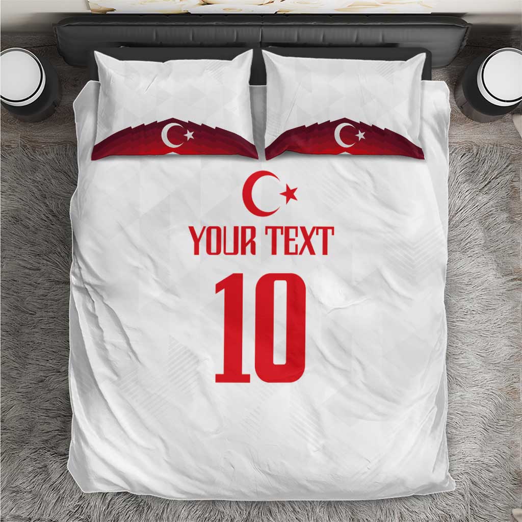 White Turkey flag duvet set with red crescent, YOUR TEXT, and number 10
