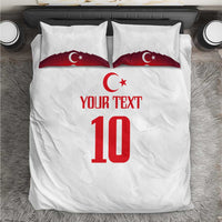 White Turkey flag duvet set with red crescent, YOUR TEXT, and number 10
