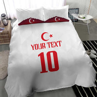 White duvet set with Turkey flag detail, YOUR TEXT, and red number 10