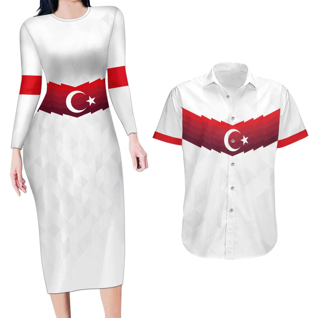 Turkey Football 2024 Go Champion Couples Matching Long Sleeve Bodycon Dress and Hawaiian Shirt - Wonder Print Shop