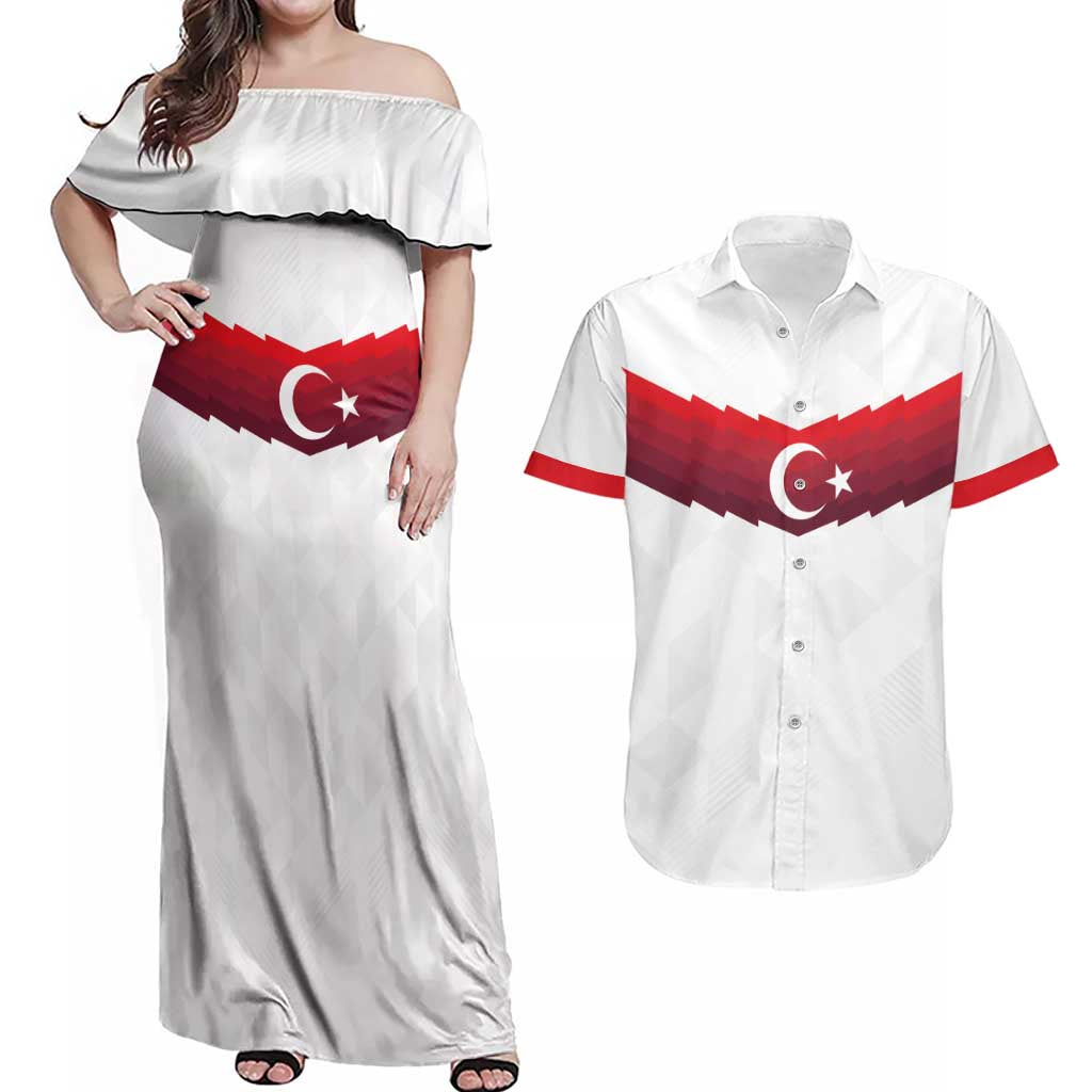 Turkey Football 2024 Go Champion Couples Matching Off Shoulder Maxi Dress and Hawaiian Shirt - Wonder Print Shop