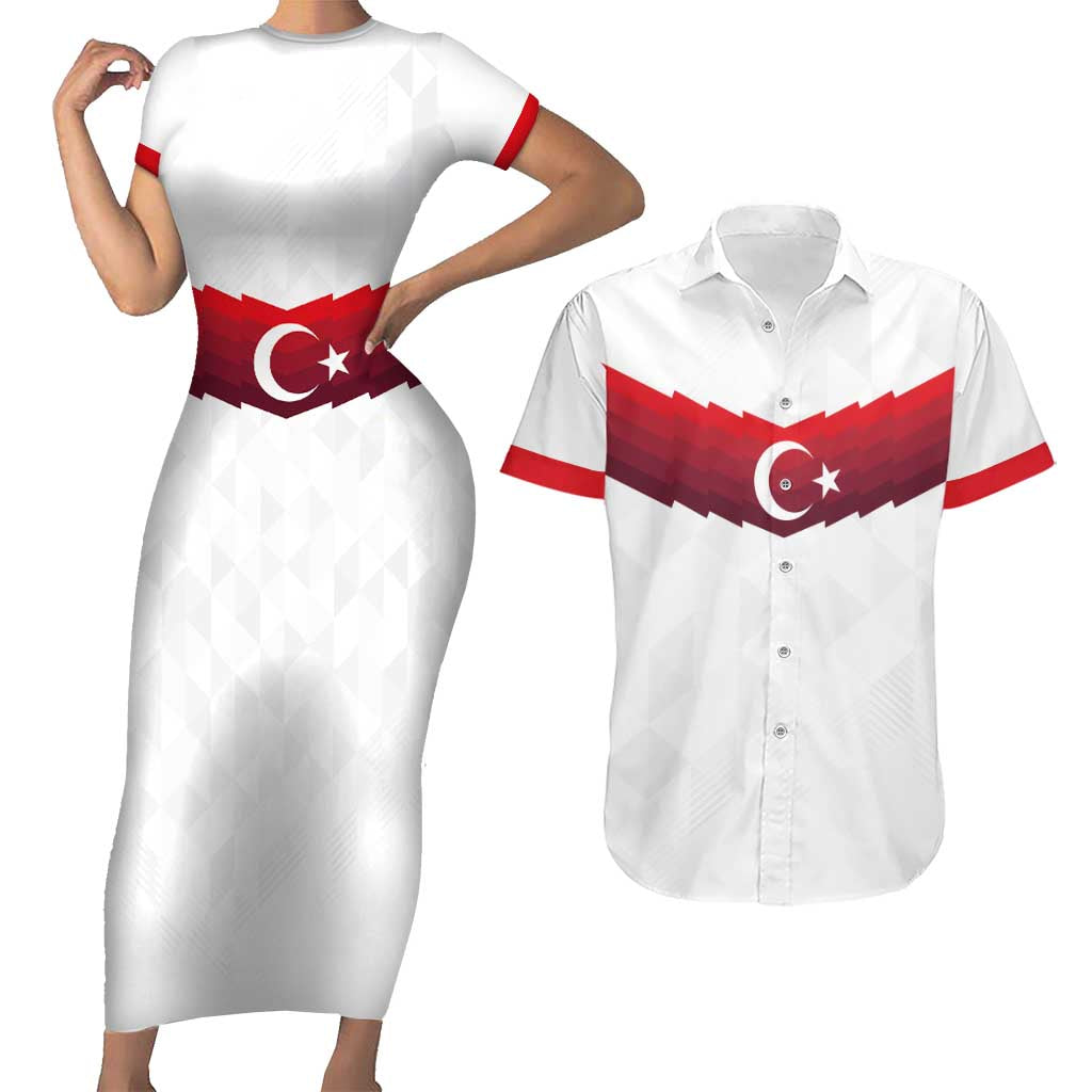 Turkey Football 2024 Go Champion Couples Matching Short Sleeve Bodycon Dress and Hawaiian Shirt - Wonder Print Shop