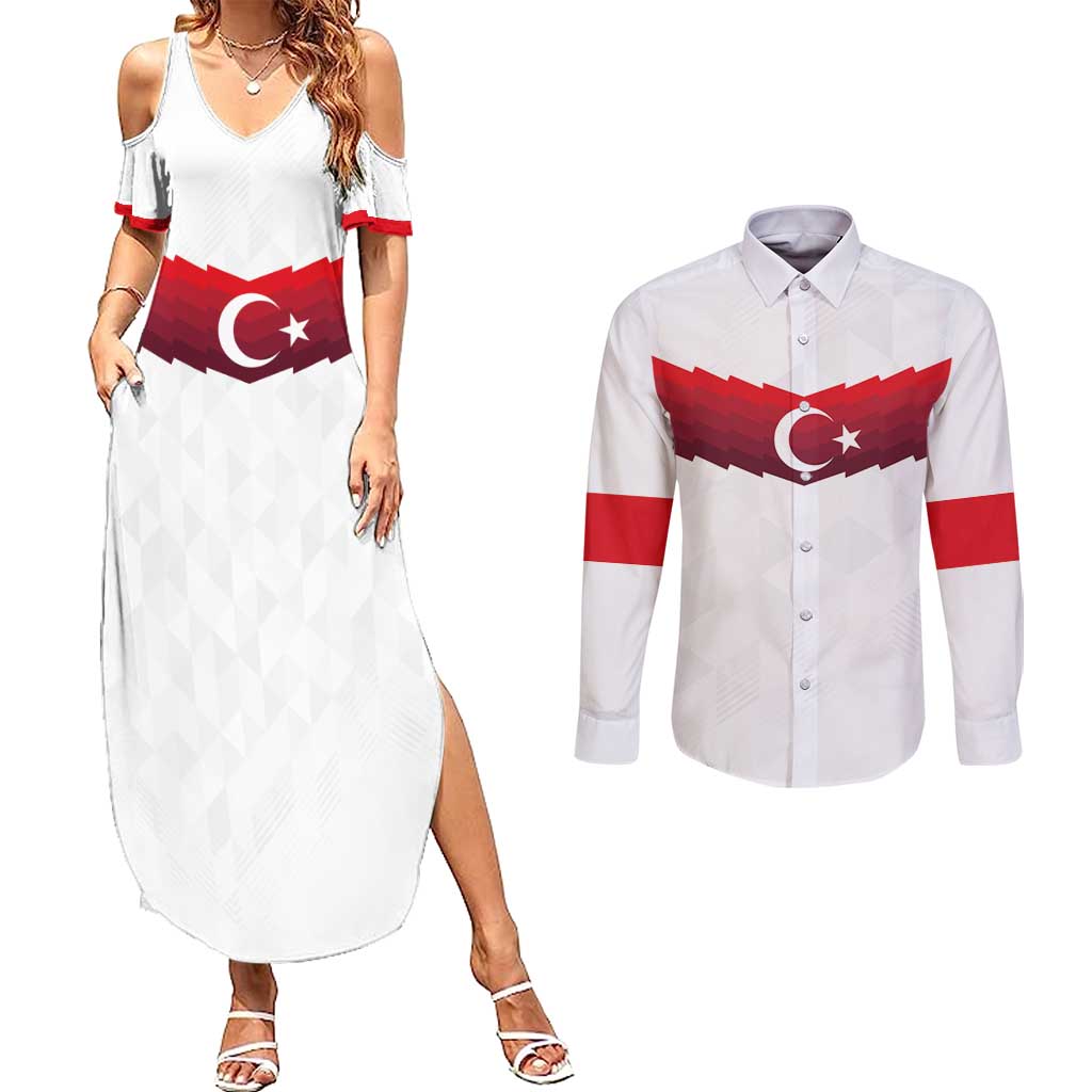 Turkey Football 2024 Go Champion Couples Matching Summer Maxi Dress and Long Sleeve Button Shirt - Wonder Print Shop