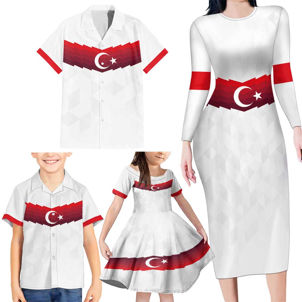 Turkey Football 2024 Go Champion Family Matching Long Sleeve Bodycon Dress and Hawaiian Shirt - Wonder Print Shop