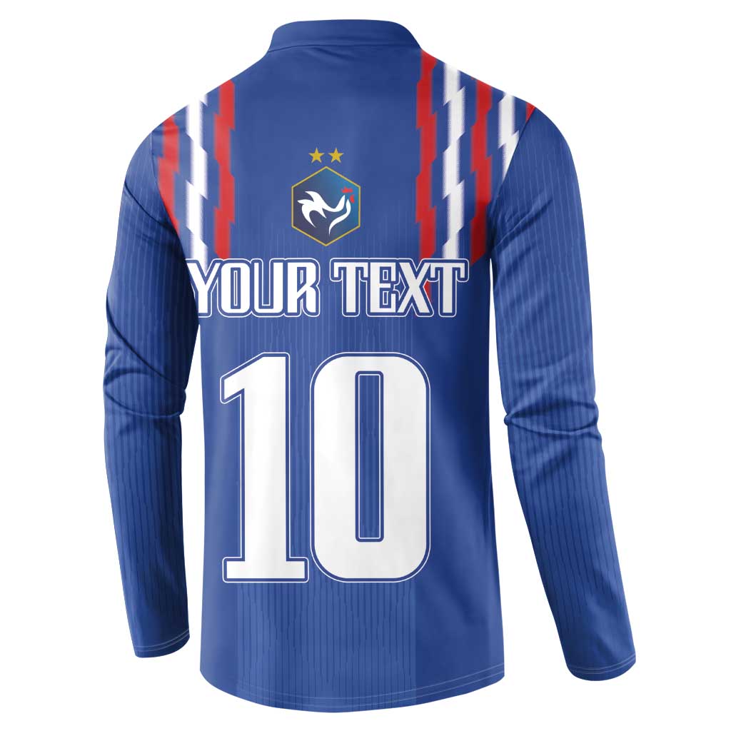 Blue henley sweatshirt back with YOUR TEXT and number 10 print, long sleeves