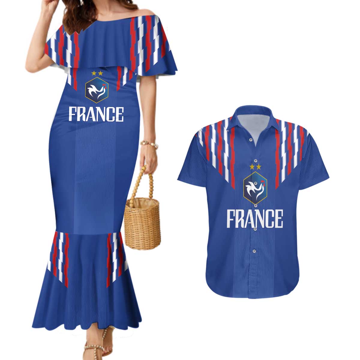 France Football 2024 Go Champion Couples Matching Mermaid Dress and Hawaiian Shirt - Wonder Print Shop