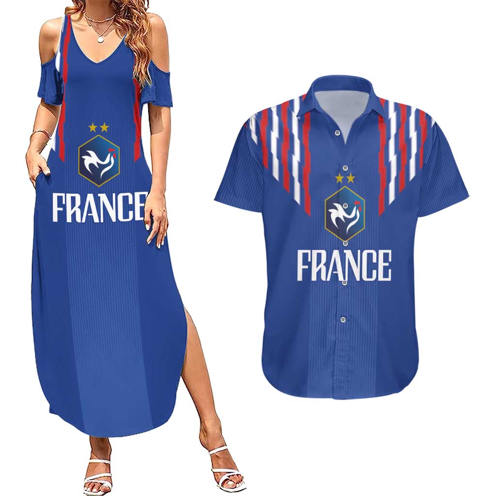 France Football 2024 Go Champion Couples Matching Summer Maxi Dress and Hawaiian Shirt - Wonder Print Shop