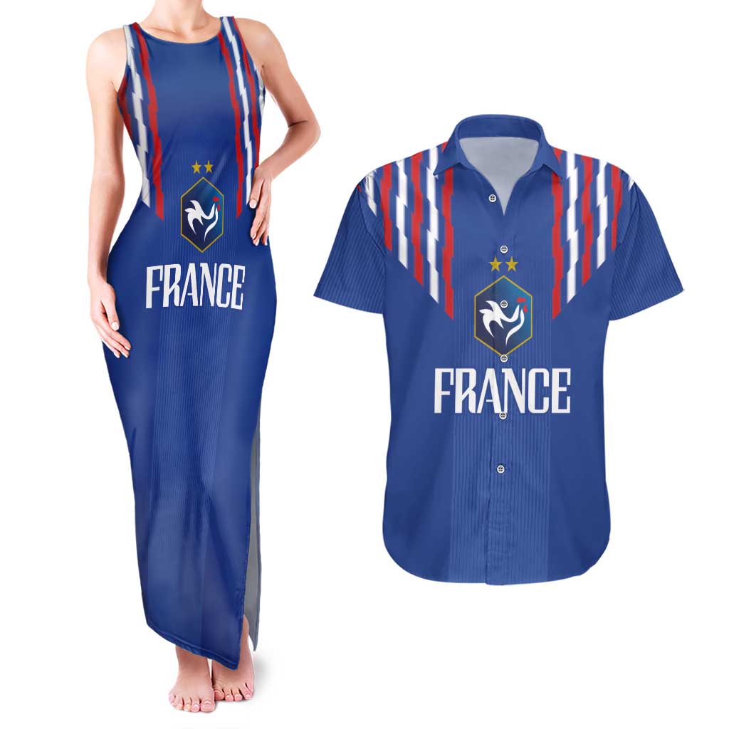 France Football 2024 Go Champion Couples Matching Tank Maxi Dress and Hawaiian Shirt - Wonder Print Shop