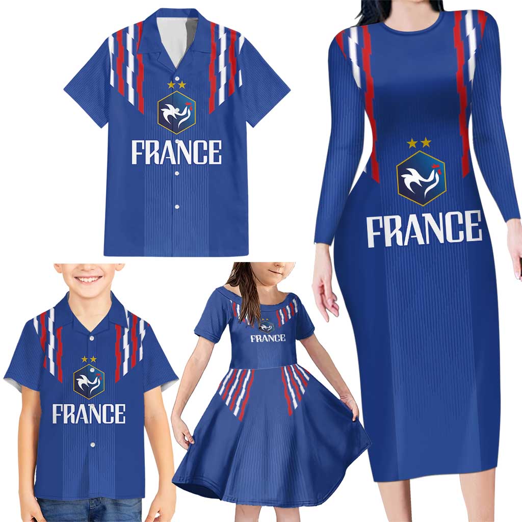 France Football 2024 Go Champion Family Matching Long Sleeve Bodycon Dress and Hawaiian Shirt - Wonder Print Shop