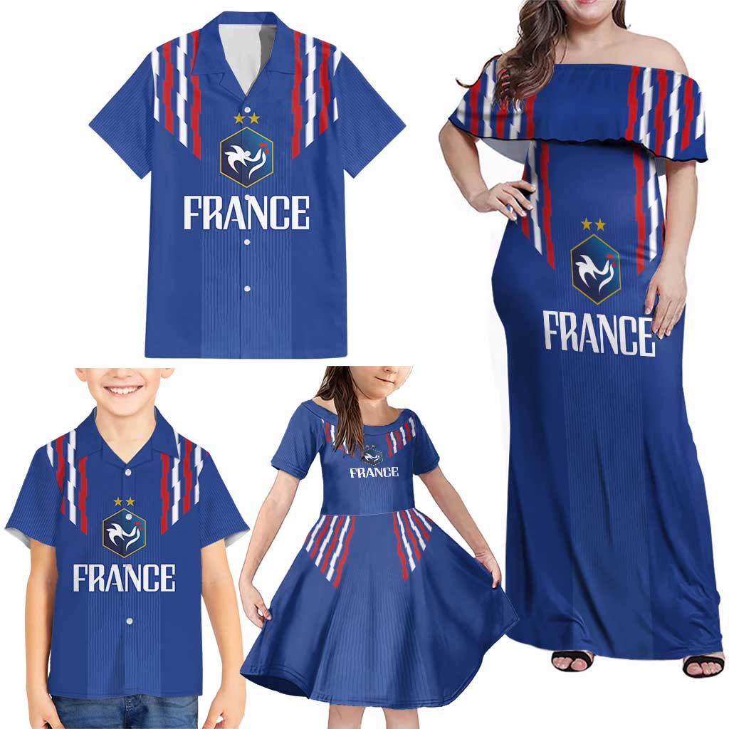 France Football 2024 Go Champion Family Matching Off Shoulder Maxi Dress and Hawaiian Shirt - Wonder Print Shop