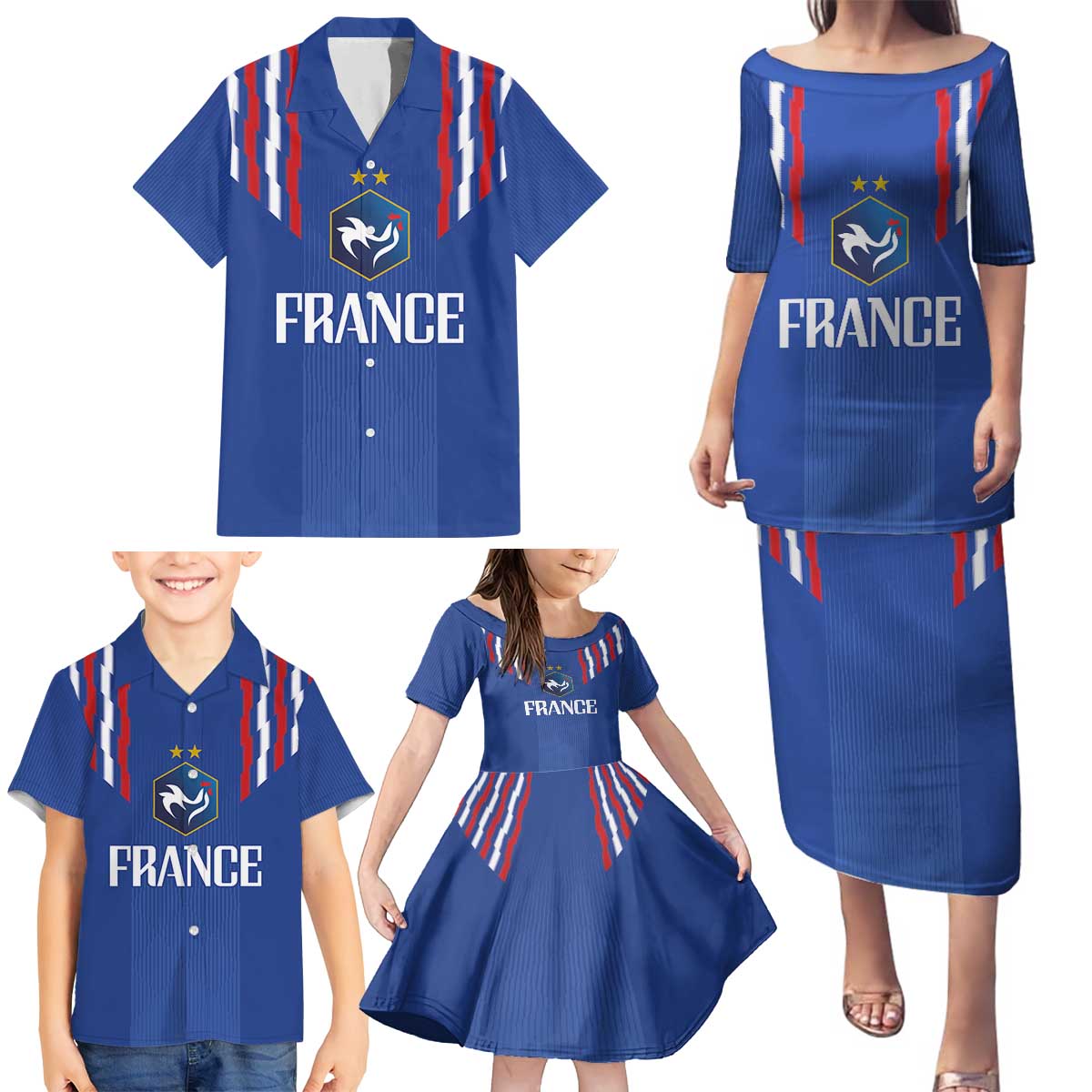 France Football 2024 Go Champion Family Matching Puletasi and Hawaiian Shirt - Wonder Print Shop