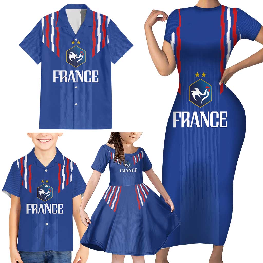 France Football 2024 Go Champion Family Matching Short Sleeve Bodycon Dress and Hawaiian Shirt - Wonder Print Shop