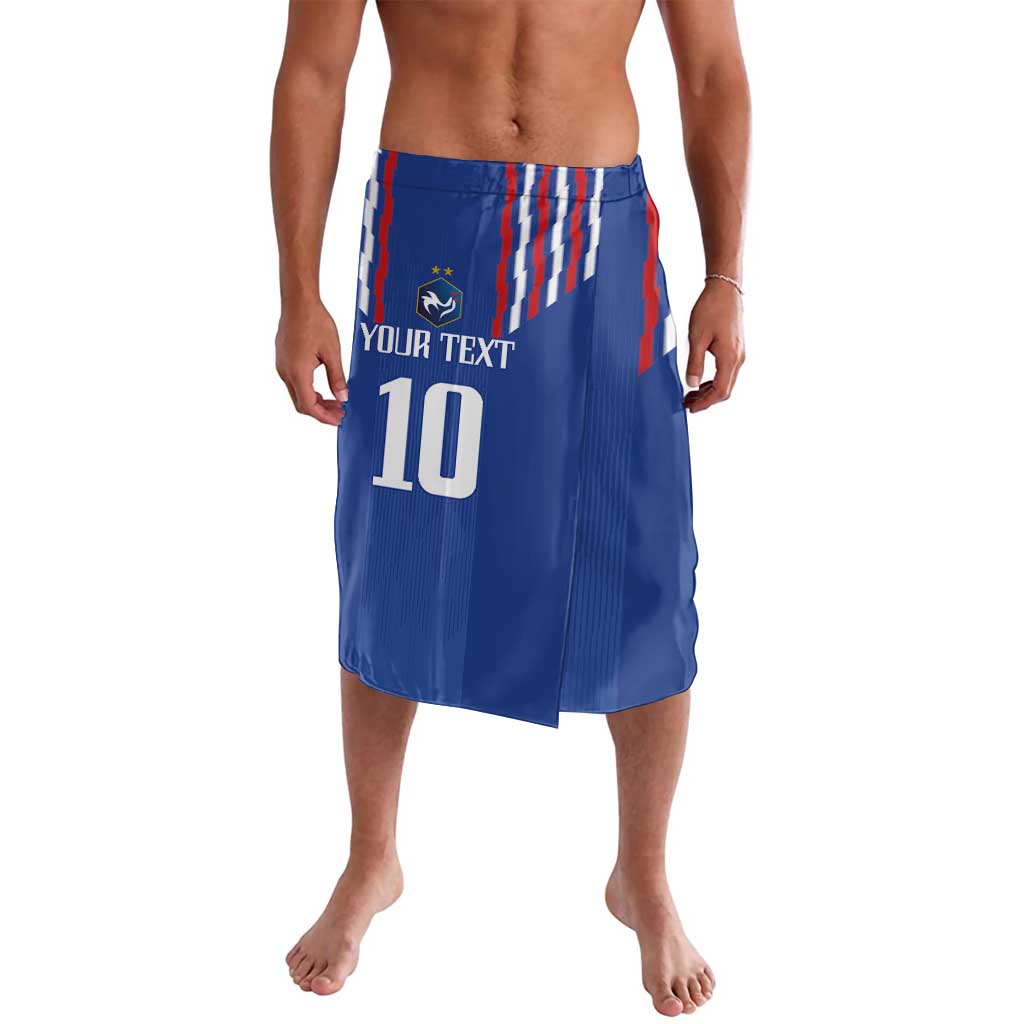 Blue soccer wrap skirt with red/white stripe panels, front number 10 print